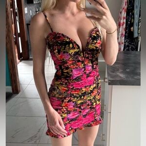 Floral Strapless Mini Dress